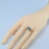 14K Yellow Gold Blue Topaz and Diamond Ring Size 6.75 Circa 1970