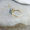 14K Yellow Gold Blue Topaz and Diamond Ring Size 6.75 Circa 1970