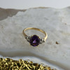 14K Yellow Gold amethyst and Diamond Ring Circa 1970