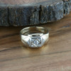 Men's 14K Yellow Gold Vintage Diamond Ring, 1/4ct round center, Ring Size 11.25