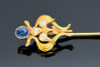 14K Yellow Gold Diamond and Sapphire Stick Pin, Art Nouveau, Circa 1895