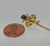 14K Yellow Gold Diamond and Sapphire Stick Pin, Art Nouveau, Circa 1895