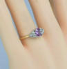 14K Yellow Gold Pink Sapphire and Diamond Ring Size 7 Circa 1970