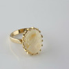 14K Yellow Gold Shell Cameo Ring Woman's Portrait Looking Right Size 6