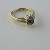 10K Yellow Gold Sapphire and Diamond Halo Ring Size 6.75 Circa 1970