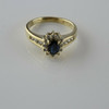 10K Yellow Gold Sapphire and Diamond Halo Ring Size 6.75 Circa 1970