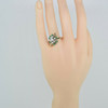 Vintage 14K Yellow Gold Emerald and Diamond Cluster Cocktail Ring Size 10 Circa