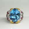 14K White Gold Diamond and Multicolor Stone Statement Ring Size 7.25 Circa 1990