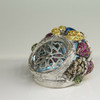 14K White Gold Diamond and Multicolor Stone Statement Ring Size 7.25 Circa 1990