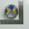 14K White Gold Diamond and Multicolor Stone Statement Ring Size 7.25 Circa 1990