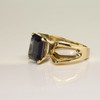 14K Yellow Gold Emerald Cut Sapphire Ring Size 7 Circa 1970