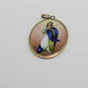 Vintage 14K Yellow Gold Saint Enamelled Pendant Circa 1950