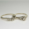 14K White Gold Engagement Ring Set Size 5 Circa 1970