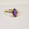 14K Yellow Gold Amethyst and Diamond Accent Ring Size 9 Circa 1960