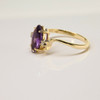 14K Yellow Gold Amethyst and Diamond Accent Ring Size 9 Circa 1960