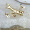 14K Yellow Gold Airplane Pendant with Pearls Rubies Sapphires and Citrine