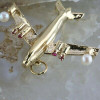 14K Yellow Gold Airplane Pendant with Pearls Rubies Sapphires and Citrine