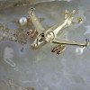 14K Yellow Gold Airplane Pendant with Pearls Rubies Sapphires and Citrine