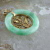 Vintage 14K Yellow Gold Jadeite Sapphire Ruby and Opal Pendant Circa 1950