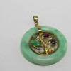 Vintage 14K Yellow Gold Jadeite Sapphire Ruby and Opal Pendant Circa 1950