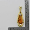 18K Superb YG Asymmetrical Faceted Citrine and Diamond Pendant Circa 1980