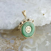 Vintage 14K Yellow Gold Jadeite Pi Stone Pendant Circa 1960