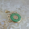 Vintage 14K Yellow Gold Jadeite Pi Stone Pendant Circa 1960