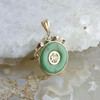 Vintage 14K Yellow Gold Jadeite Pi Stone Pendant Circa 1960