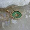 Vintage 14K Yellow Gold Jadeite Pi Stone Pendant Circa 1960