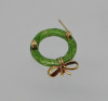14K Yellow Gold Enamelled Wreath Pin with 20 Point Diamond Set Bow, Circa 1950