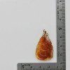 Vintage Chinese Carnelian Carved Floral Pendant Circa 1950