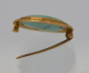 14K Yellow Gold Turquoise brown Natural Matrix Brooch, Circa 1920