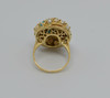 18K Yellow Gold Turquoise and Pearl Studded Egg Ring Circa 1950, Size 6.5