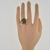 14K Yellow Gold Brutalist Pearl and Turquoise Ring Size 6.5 Circa 1970