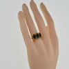 14K Yellow Gold Black Coral Cabochon Ring Size 7 Circa 1970