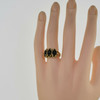 14K Yellow Gold Black Coral Cabochon Ring Size 7 Circa 1970