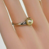 Vintage 14K White Gold Pearl and Diamond Accent Ring Size 6 Circa 1960