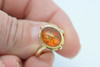 18K Yellow Gold Amber Ring in Roman Style Circa 1980, Size 6.5