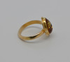 18K Yellow Gold Amber Ring in Roman Style Circa 1980, Size 6.5