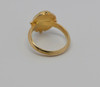 18K Yellow Gold Amber Ring in Roman Style Circa 1980, Size 6.5