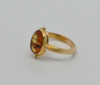 18K Yellow Gold Amber Ring in Roman Style Circa 1980, Size 6.5