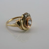 Vintage 14K Yellow Gold Art Deco Style Crystal Ring Size 7 Circa 1950