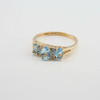 14K Yellow Gold 1 ct tw Blue Topaz & Diamond Accent Ring Size 6.75+ Circa 1980