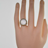 14K Yellow Gold Chinese Mother of Pearl Diamond Accent Ring Size 6.75 Circa 1970