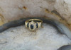 10K Yellow Gold Sapphire Diamond Halo Ring Circa 1970, Size 7