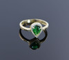 14K Yellow Gold Green Stone and Cubic Zirconia Halo Ring, Size 8.5