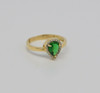 14K Yellow Gold Green Stone and Cubic Zirconia Halo Ring, Size 8.5