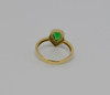 14K Yellow Gold Green Stone and Cubic Zirconia Halo Ring, Size 8.5