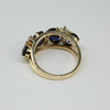 14K YG Synthetic Blue Sapphire and Pearl Accent Ring Size 6.75 Circa 1960