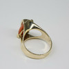 14K YG Modernist Red Coral and Diamond Accent Ring Size 5.75 Circa 1960